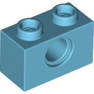 Lego kostka s otvorem (kostička s dírou) 1x2, azurová střední (6322828)